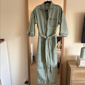 Light Blue Teal Denim Jumpsuit